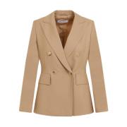 Max Mara Beige Ylleblazer Elegant Stil Brown, Dam