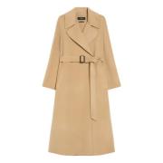 Max Mara Lång ullrock med sjalkrage Beige, Dam