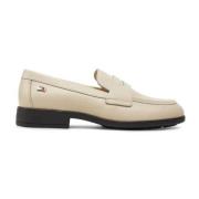 Tommy Hilfiger Klassiska Beige Loafers Slip On Stil Beige, Dam