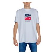 Tommy Hilfiger Vit Tryckt Rund Hals T-shirt White, Herr