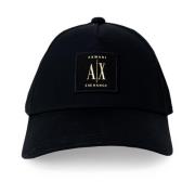 Armani Exchange Svart Bomullkeps Vår/Sommar Enfärgad Black, Herr