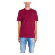 Armani Exchange Bordeaux Bomull T-shirt Rund Halsringning Red, Herr