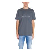 Armani Exchange Grå T-shirt i bomull med tryck Gray, Herr