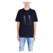 Armani Exchange Svart Tryckt T-shirt för Män Black, Herr