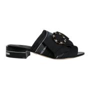 Dolce & Gabbana Kristalldekorerade Slide Sandaler Svart Vit Black, Dam