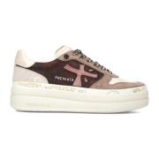 Premiata Beige Glitter Sneakers med Läderklack Multicolor, Dam