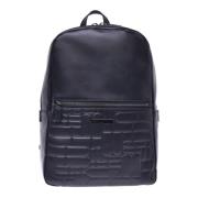 Baldinini Backpack in black quilted leather with monogram Black, Herr