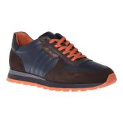 Baldinini Trainers in dark brown and blue leather and suede Multicolor...