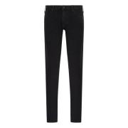 Emporio Armani Svarta Jeans för Stiligt Utseende Black, Herr