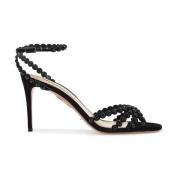 Aquazzura Kristallbesatta mockasandaler Black, Dam