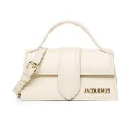 Jacquemus Vit läder axelväska med lock White, Dam