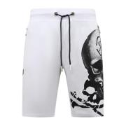 Enos Skull - Rhinestone Shorts - 7976 White, Herr