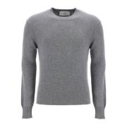 Ami Paris Kashmir Crewneck Pullover med Broderad Logotyp Gray, Herr