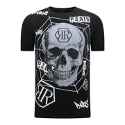 Enos Skull - T-shirt med Rhinestone - 7968 Black, Herr