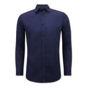 Enos Herrskjorta i linne - Regular Fit - Blanco Blue, Herr