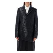 Comme des Garçons Svart Blommönstrad Blazer Jacka Black, Dam