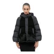 Moncler Kort dunjacka med ullpaneler Black, Dam