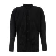 Issey Miyake Stilig Svart Polyester Skjorta Black, Herr