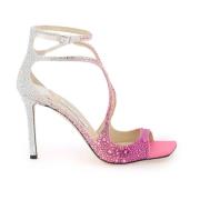 Jimmy Choo Kristallprydda Azia 95 Sandaler Pink, Dam