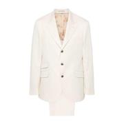 Brunello Cucinelli Texturerad Vit Blazer och Byxor Set White, Herr