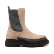 Brunello Cucinelli Ankelboots för kvinnor Beige, Dam