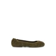 Tory Burch Ikoniska Suede Minnie Ballet Flats Green, Dam