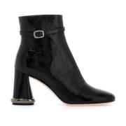 Roger Vivier Rynkat Lackläder Ankelboots med Viv Choc Spänne Black, Da...