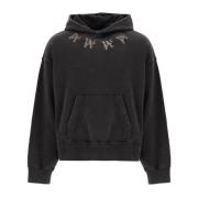 Palm Angels Monogram Hoodie med Vintage Print Gray, Herr