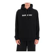 Burberry Logohoodie i fransk terrybomull Black, Herr