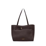 Twinset Choklad Läder Shopper Väska Brown, Dam