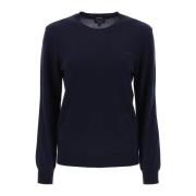 A.p.c. Ull Crewneck Pullover med Broderad Logotyp Blue, Dam