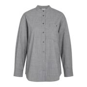 Heartmade Modern Oversized Mandarin Krage Skjorta Grå Gray, Dam