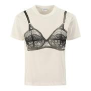 Vaquera Lingerie Print Bomull T-shirt White, Dam