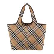 Burberry Elegant Beige Canvas Axelväska Beige, Dam