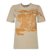 Burberry Beige Grafiskt Tryck T-shirt Aw24 Beige, Dam