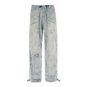 Diesel Slitna Denim Jacquard Breda Benbyxor Blue, Herr