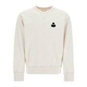 Isabel Marant Melange crew-neck sweatshirt med flocked logo Gray, Herr