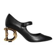 Dolce & Gabbana Svart Läder Logo Mary Jane Pumps Black, Dam