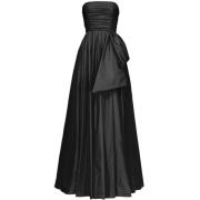 Pinko Svart Ärmlös Taffeta Lång Klänning Black, Dam