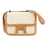 Hermès Vintage Pre-owned Canvas axelremsvskor Beige, Dam