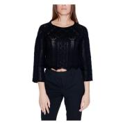 Vero Moda Svart Stickad Rund Hals Tröja Black, Dam