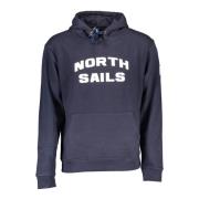 North Sails Blå hoodie med central ficka och tryck Blue, Herr