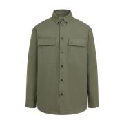 Off White Casual Overshirt med Broderad Fyrklöver Green, Herr