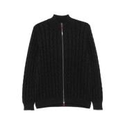 Kiton Mörkgrå Cashmere Cable-Knit Cardigan Gray, Herr