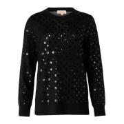 Michael Kors Svart Paljett Pullover Tröja Black, Dam