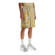 Versace Silke Bermuda shorts med 'Coupe des Dieux' print Multicolor, H...