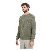 Selected Homme Grön Crew Neck Cable Stickad Tröja Green, Herr