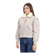 Calvin Klein Jeans Beige Aviator Bomberjacka Kvinnor Gray, Dam