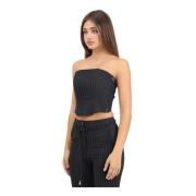 Patrizia Pepe Elegant Svart Randig Bustier Topp Black, Dam