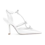 René Caovilla Elegant Ivory Satin Pumps White, Dam